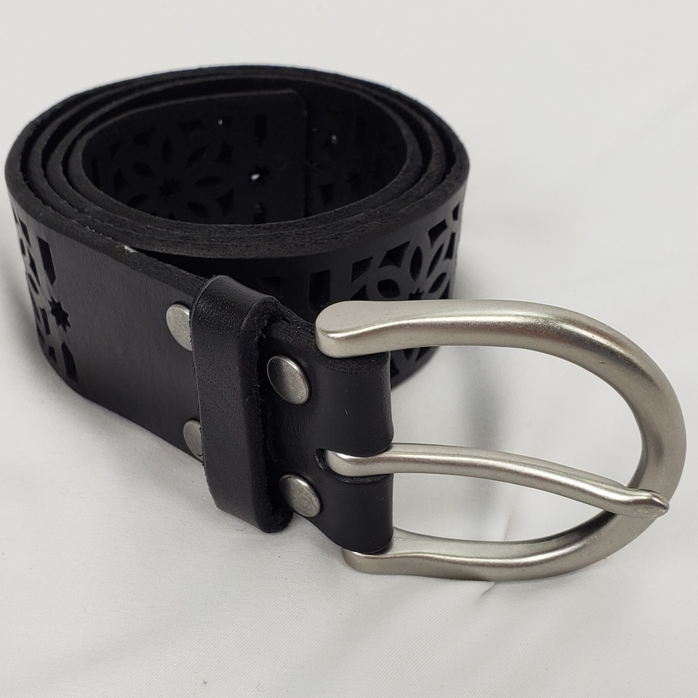 Lucky Brand Womens Geometric Floral Belt Black S
